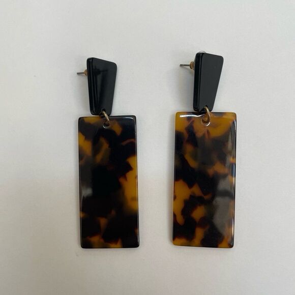 Brand New Tortoise Shell Long Dangle Earrings - Picture 7 of 8